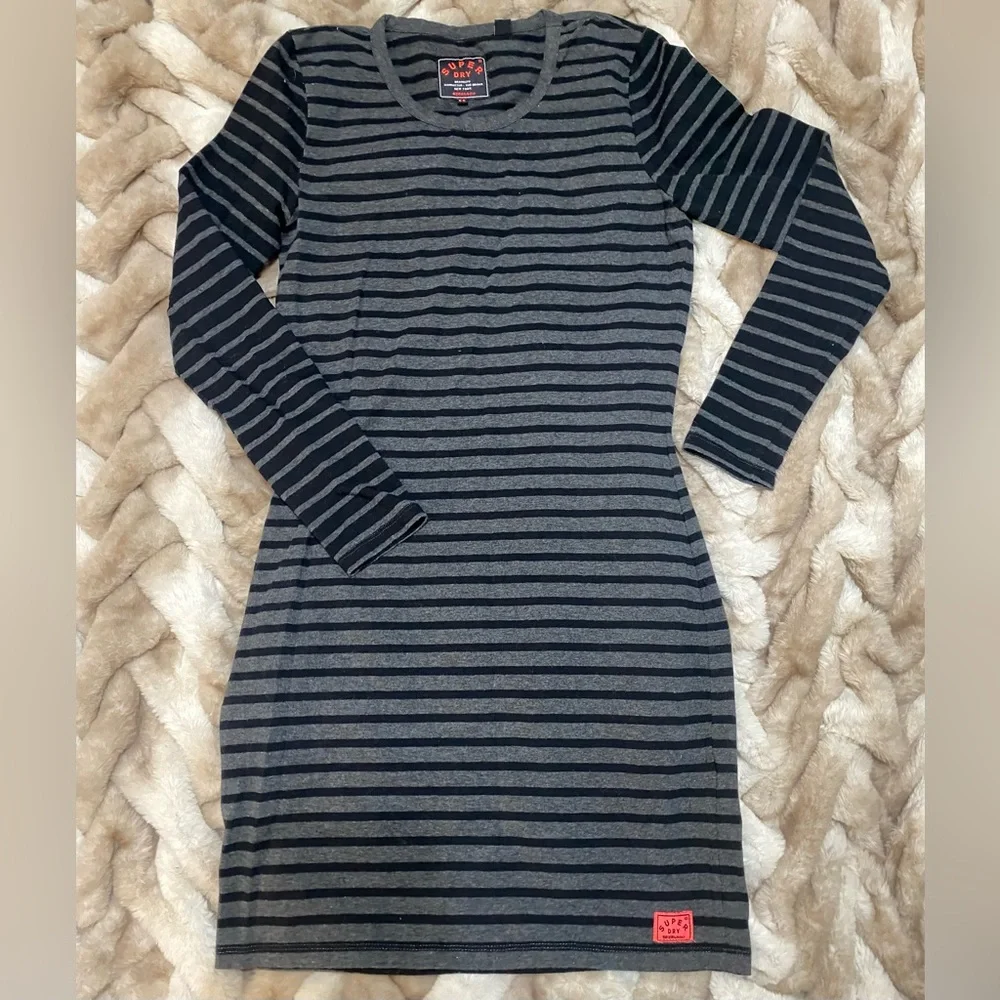 SUPERDRY long sleeve striped mini dress - Picture 4 of 9